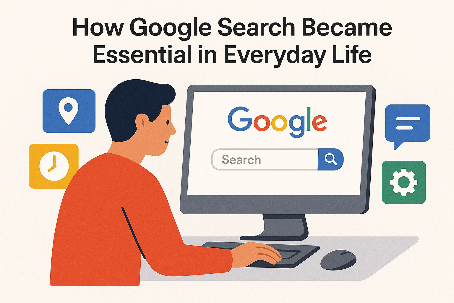 can you create a feature image for my website and article of the blog post is How Google Search Became Essential in Everyday Life